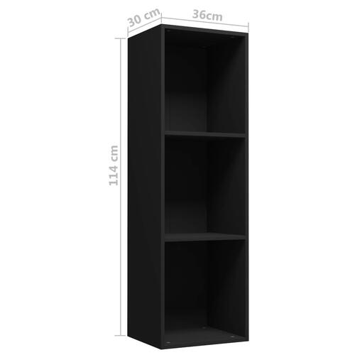 Bogreol/tv-bord 36x30x114 cm konstrueret træ sort
