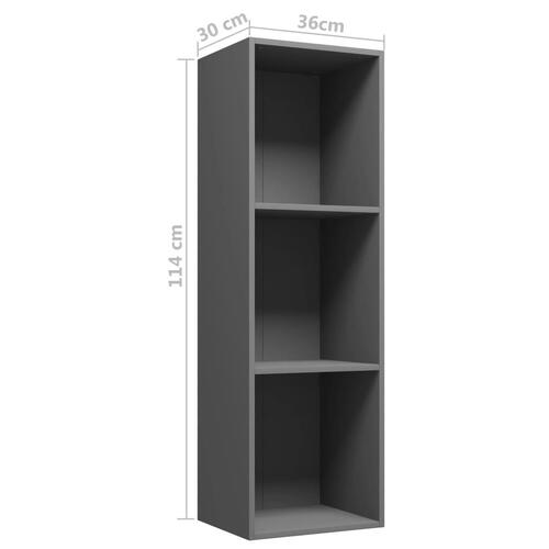 Bogreol/tv-bord 36x30x114 cm konstrueret træ grå