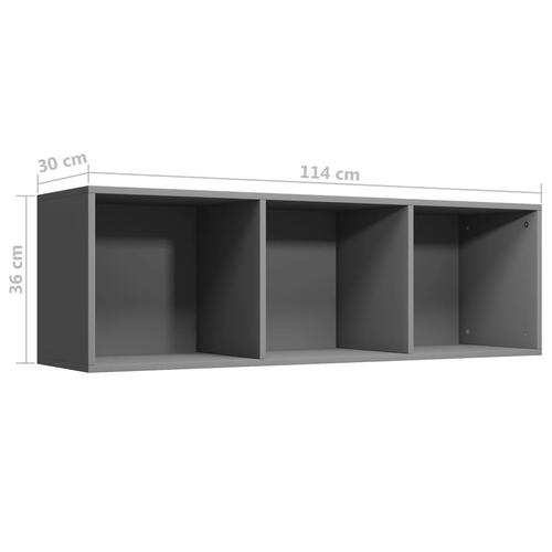 Bogreol/tv-bord 36x30x114 cm konstrueret træ grå