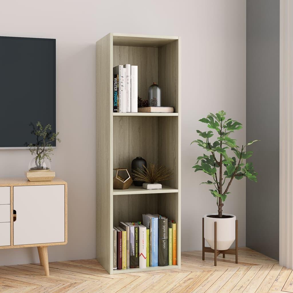 Bogreol/tv-bord 36x30x114 cm konstrueret træ Sonoma-eg
