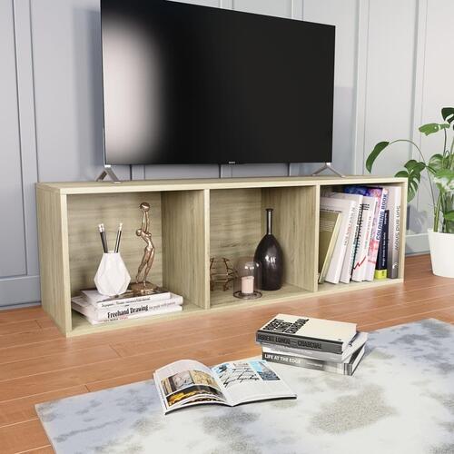 Bogreol/tv-bord 36x30x114 cm konstrueret træ Sonoma-eg