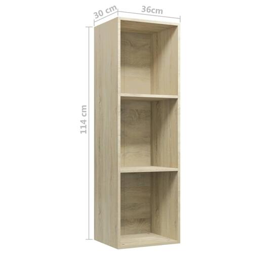 Bogreol/tv-bord 36x30x114 cm konstrueret træ Sonoma-eg