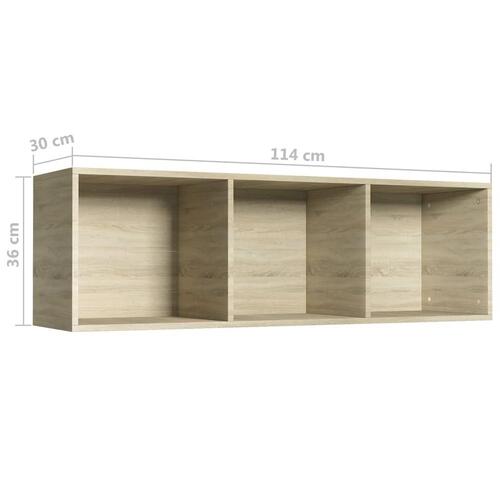 Bogreol/tv-bord 36x30x114 cm konstrueret træ Sonoma-eg