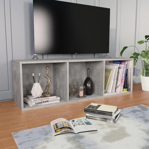 Bogreol/tv-bord 36x30x114 cm konstrueret træ betongrå