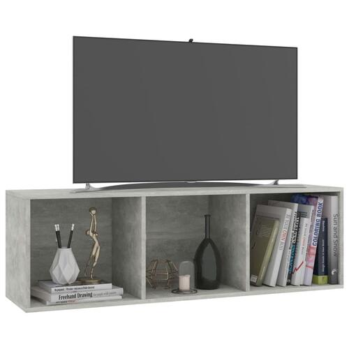 Bogreol/tv-bord 36x30x114 cm konstrueret træ betongrå