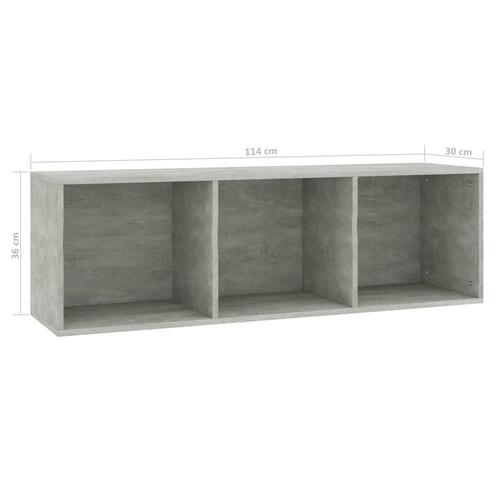 Bogreol/tv-bord 36x30x114 cm konstrueret træ betongrå