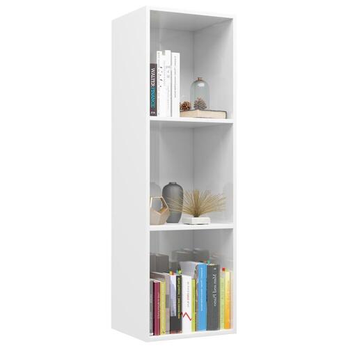 Bogreol/tv-bord 36x30x114 cm konstrueret træ hvid højglans