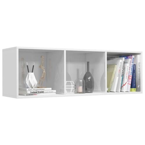 Bogreol/tv-bord 36x30x114 cm konstrueret træ hvid højglans
