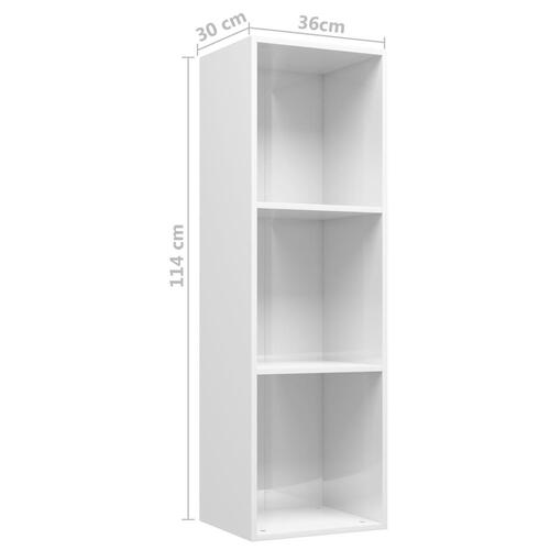 Bogreol/tv-bord 36x30x114 cm konstrueret træ hvid højglans