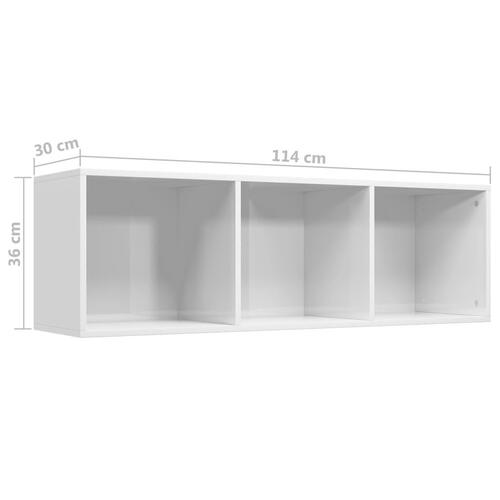 Bogreol/tv-bord 36x30x114 cm konstrueret træ hvid højglans