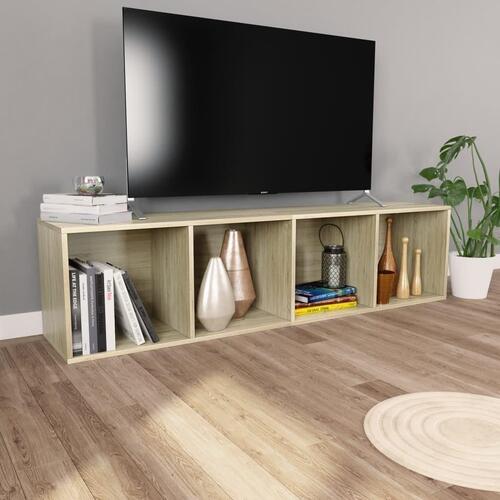 Bogreol/tv-bord 36x30x143 cm konstrueret træ Sonoma-eg