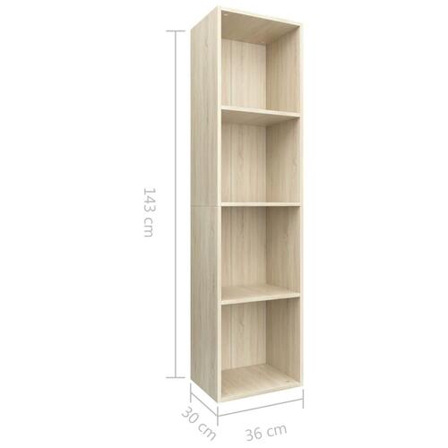 Bogreol/tv-bord 36x30x143 cm konstrueret træ Sonoma-eg
