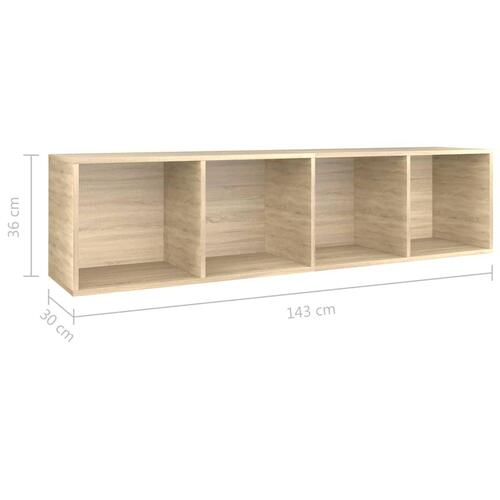 Bogreol/tv-bord 36x30x143 cm konstrueret træ Sonoma-eg