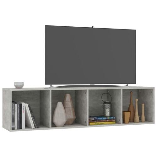 Bogreol/tv-bord 36x30x143 cm konstrueret træ betongrå