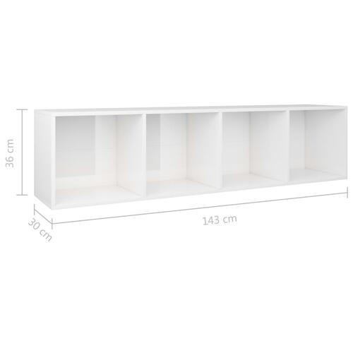 Bogreol/tv-bord 36x30x143 cm konstrueret træ hvid højglans