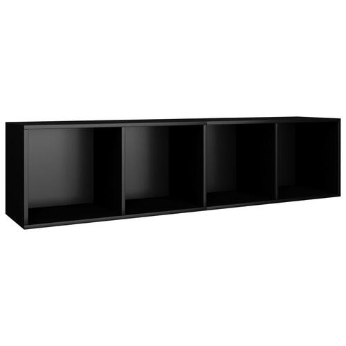 Bogreol/tv-bord 36x30x143 cm konstrueret træ sort højglans