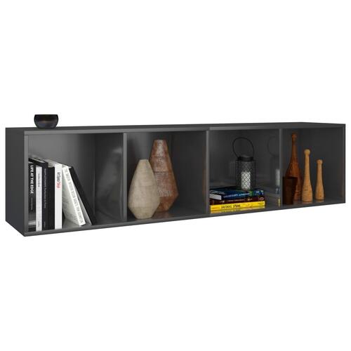 Bogreol/tv-bord 36x30x143 cm konstrueret træ grå højglans