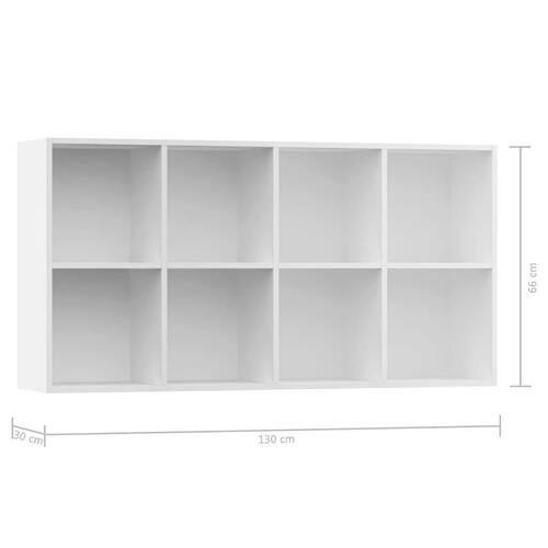 Bogreol/skænk 66x30x130 cm konstrueret træ hvid