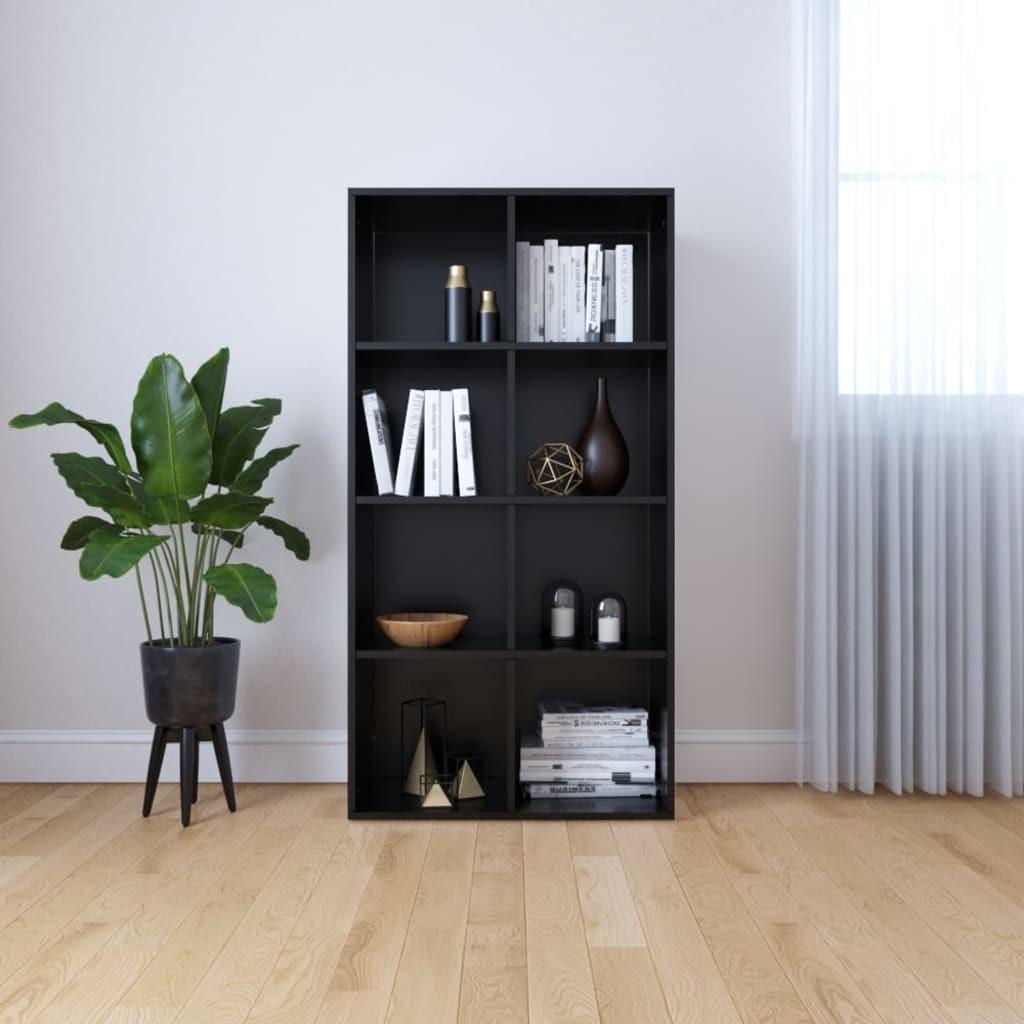Bogreol/skænk 66x30x130 cm konstrueret træ sort