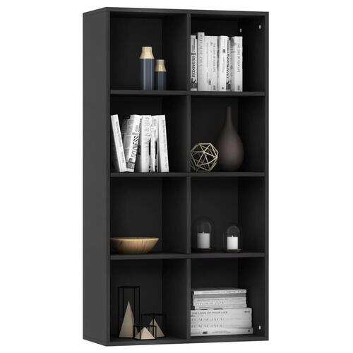 Bogreol/skænk 66x30x130 cm konstrueret træ sort