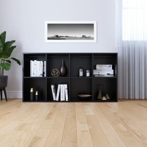 Bogreol/skænk 66x30x130 cm konstrueret træ sort