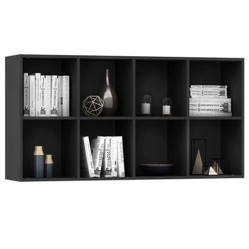 Bogreol/skænk 66x30x130 cm konstrueret træ sort