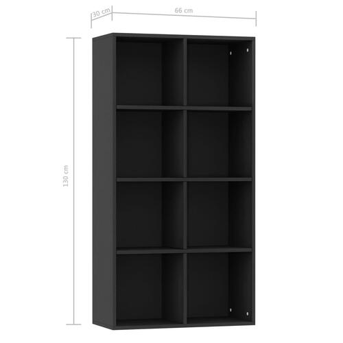 Bogreol/skænk 66x30x130 cm konstrueret træ sort