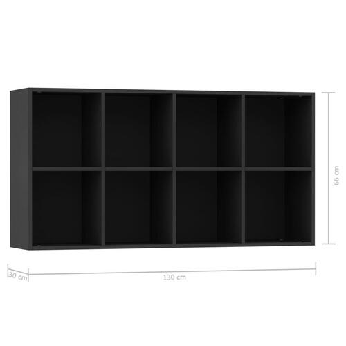 Bogreol/skænk 66x30x130 cm konstrueret træ sort