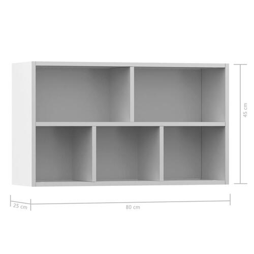 Bogreol/skænk 50x25x80 cm konstrueret træ hvid