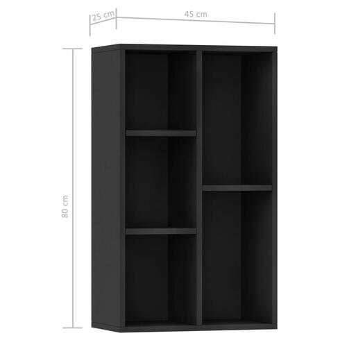 Bogreol/skænk 50x25x80 cm konstrueret træ sort