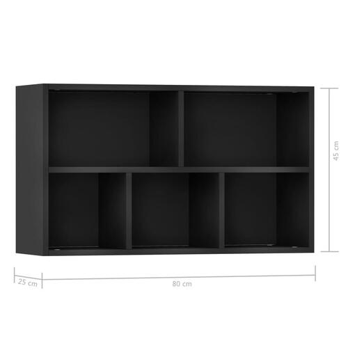 Bogreol/skænk 50x25x80 cm konstrueret træ sort