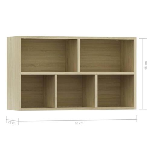 Bogreol/skænk 50x25x80 cm konstrueret træ sonoma-eg