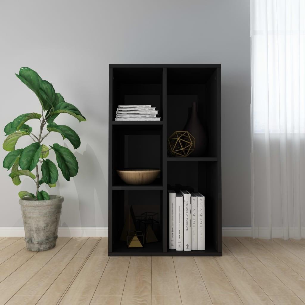 Bogskab/skænk 50x25x80 cm spånplade sort højglans