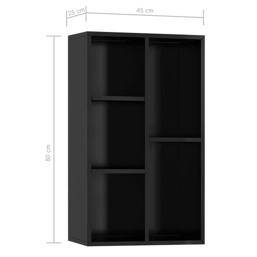 Bogskab/skænk 50x25x80 cm spånplade sort højglans
