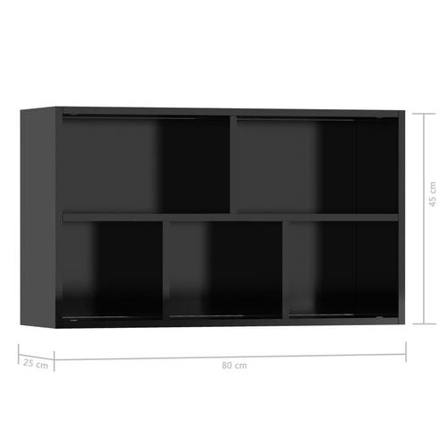 Bogskab/skænk 50x25x80 cm spånplade sort højglans