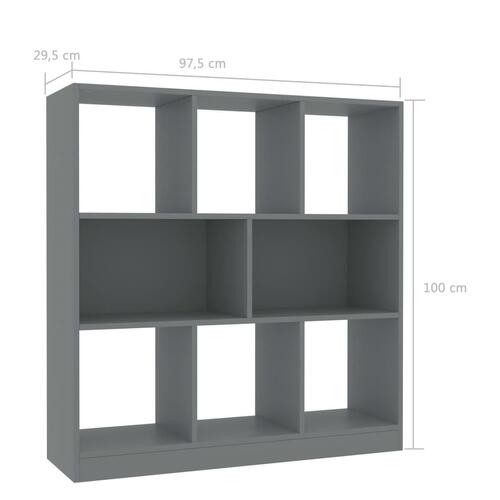 Bogreol 97,5x29,5x100 cm konstrueret træ grå