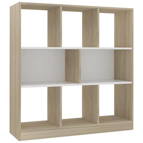 Bogreol 97,5x29,5x100 cm konstrueret træ hvid og sonoma-eg