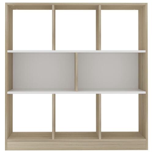 Bogreol 97,5x29,5x100 cm konstrueret træ hvid og sonoma-eg