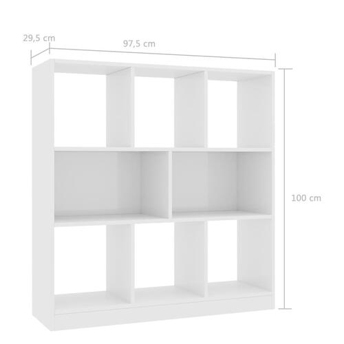 Bogreol 97,5x29,5x100 cm konstrueret træ hvid højglans