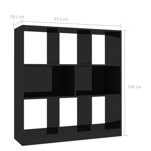 Bogskab 97,5 x 29,5 x 100 cm spånplade sort højglans