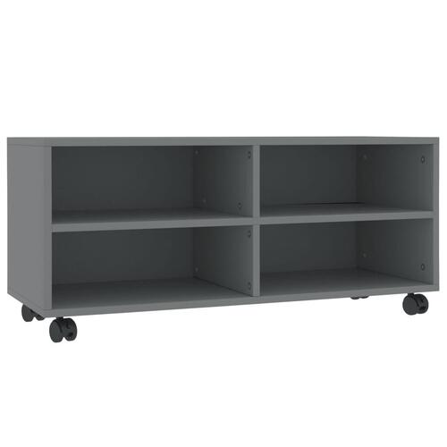 Tv-bord med hjul 90x35x35 cm konstrueret træ grå
