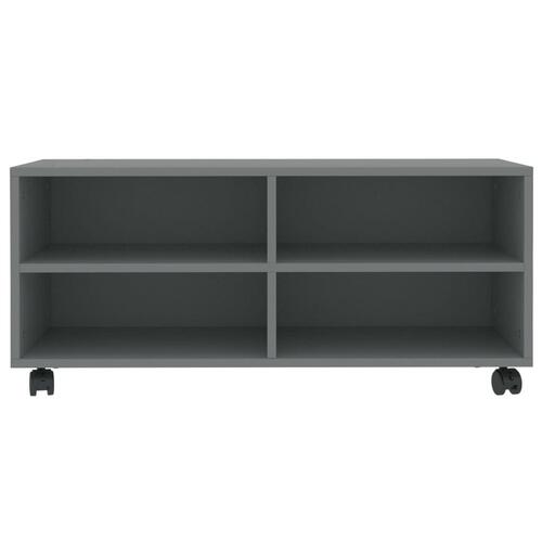 Tv-bord med hjul 90x35x35 cm konstrueret træ grå