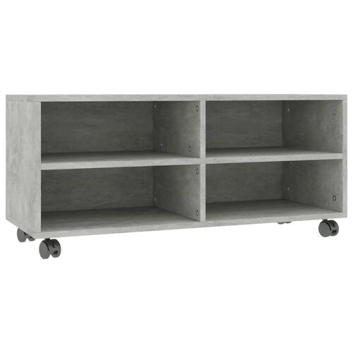 Tv-bord med hjul 90x35x35 cm konstrueret træ betongrå