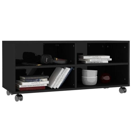Tv-skab med hjul 90 x 35 x 35 cm spånplade sort højglans