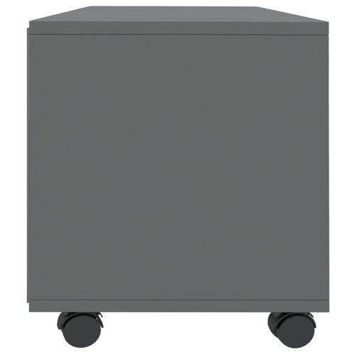 Tv-bord med hjul 90x35x35 cm konstrueret træ grå højglans