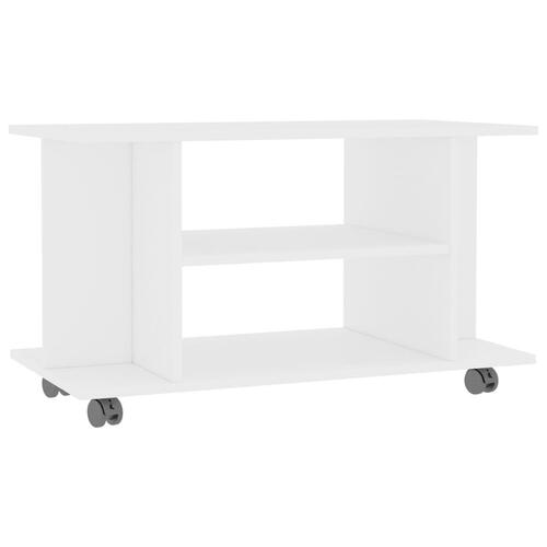 Tv-skab med hjul 80x40x45 cm konstrueret træ hvid