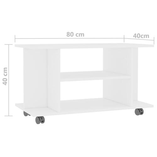 Tv-skab med hjul 80x40x45 cm konstrueret træ hvid