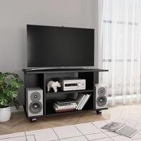 Tv-skab med hjul 80x40x45 cm konstrueret træ sort