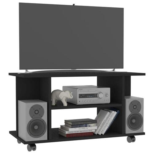 Tv-skab med hjul 80x40x45 cm konstrueret træ sort