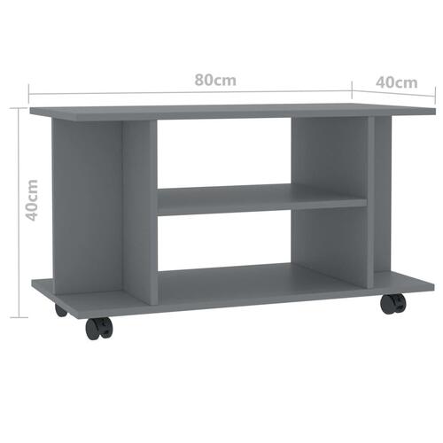 Tv-skab med hjul 80 x 40 x 40 cm spånplade grå